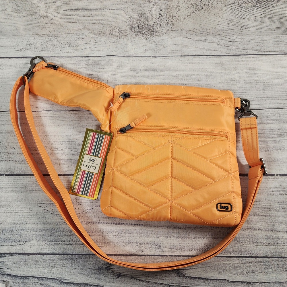 Lug Skipper Legacy Crossbody Bag Peach Sorbet Quilted Nylon Orange New